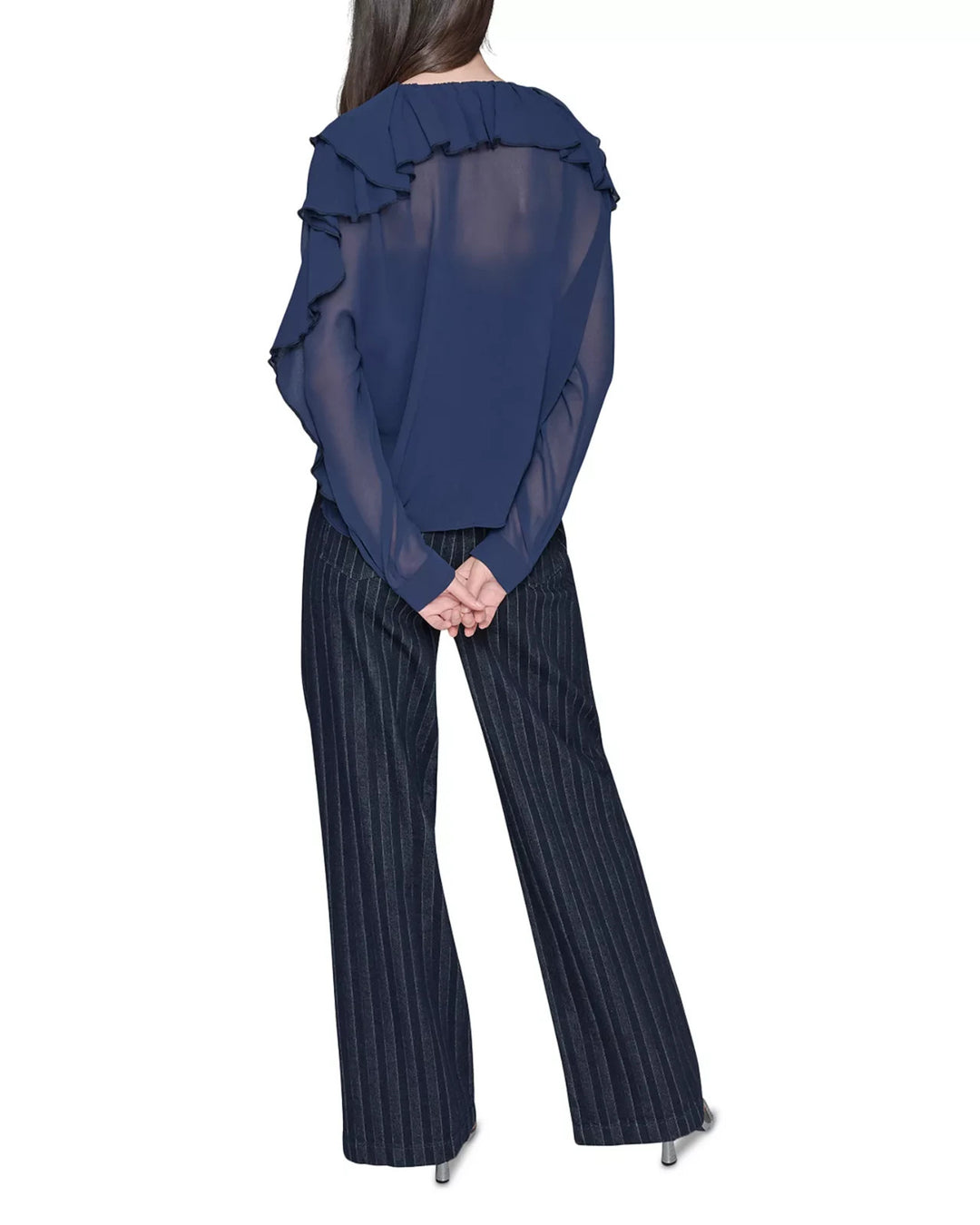 KARL LAGERFELD PARIS Loose Ruffle Blouse MSRP $89