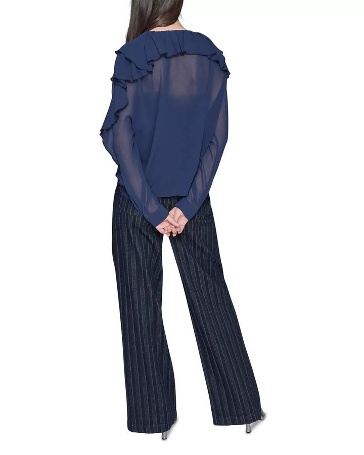 KARL LAGERFELD PARIS Loose Ruffle Blouse MSRP $89