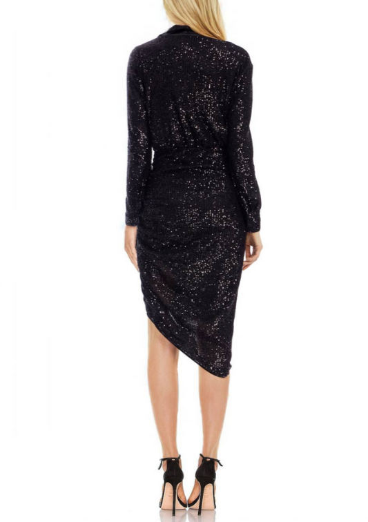 Jewel Badgley Mishcka Camryn Sequin Long Sleeve Shirt Dress MSRP $248