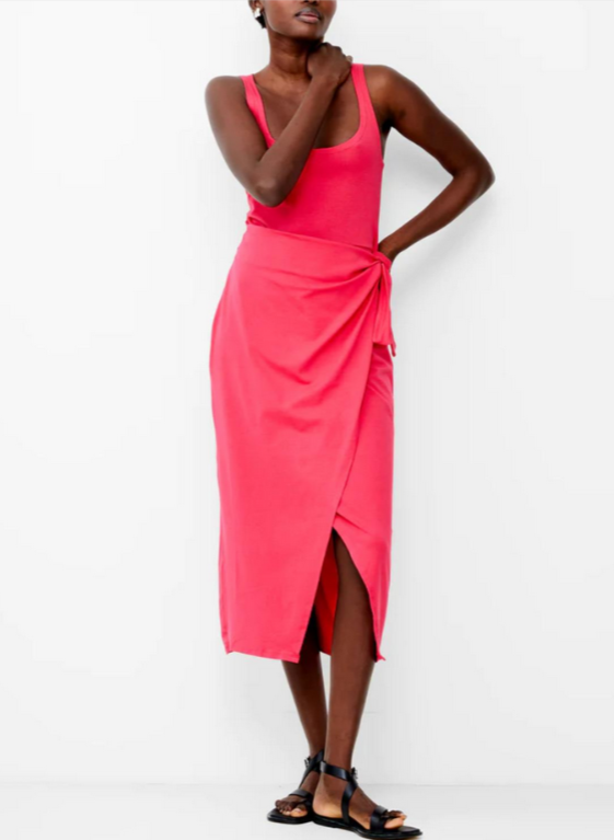 FRENCH CONNECTION Zena Jersey Midi Wrap Dress MSRP $128