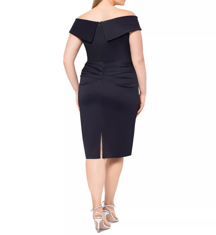XSCAPE Plus Size Off-The-Shoulder Ruffled-Skirt Cocktail Dress MSRP $239