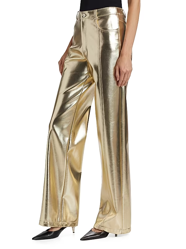 Cinq a Sept Metallic Faux Leather Pants MSRP $355