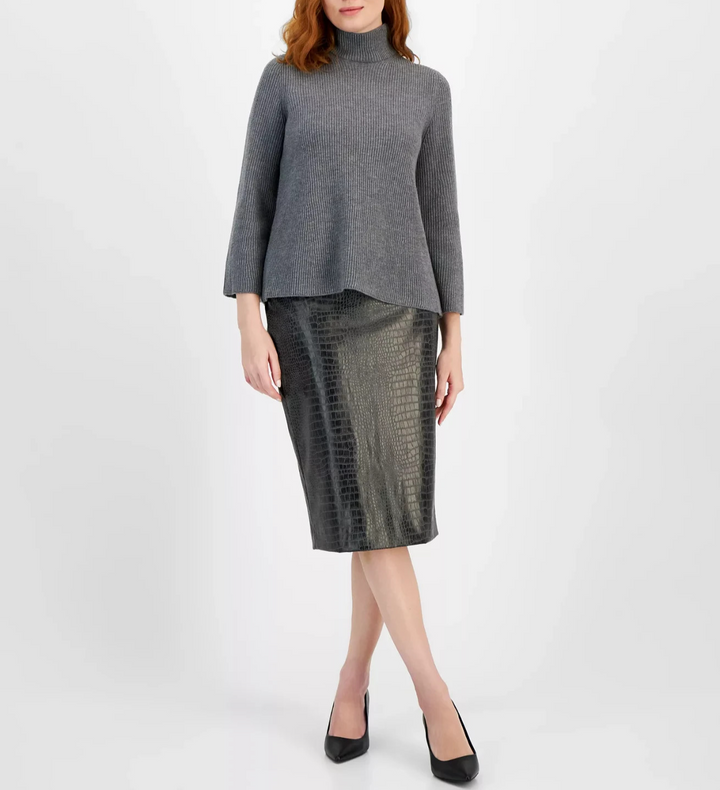 Anne Klein Women's Faux Alligator Shimmer Skirt MSRP $99