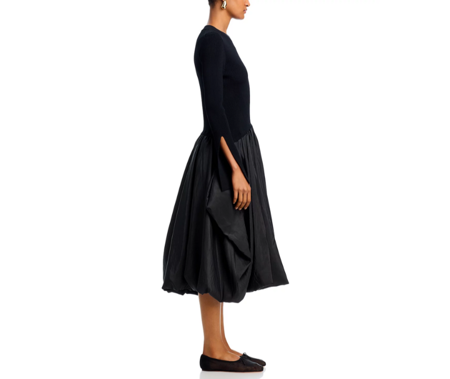 SIMKHAI Kenlie Long Sleeve Mock Neck Midi Dress MSRP $845