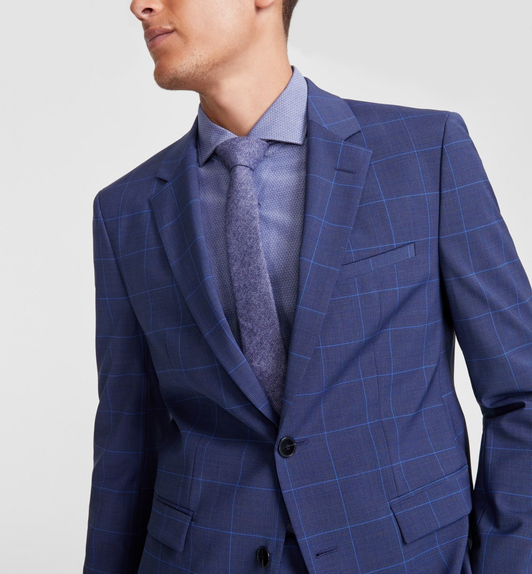 HUGO by Hugo Boss Modern-Fit Windowpane Check Suit Jacket MSRP $445