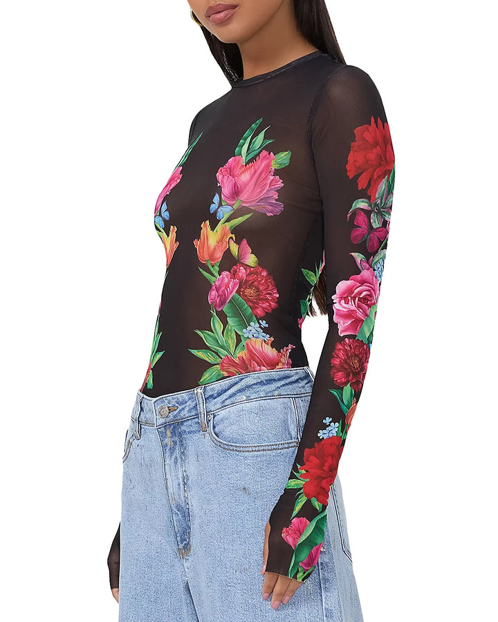 AFRM Kaylee Printed Mesh Top MSRP $38