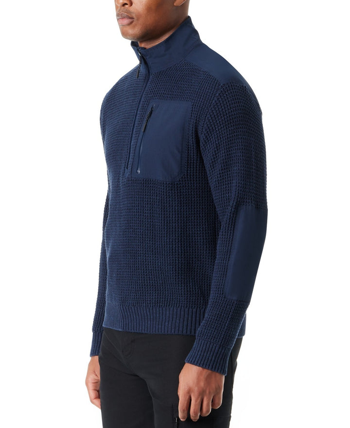 BASS OUTDOOR Quarter-Zip Long Sleeve Pullover Patch Sweater MSRP $99