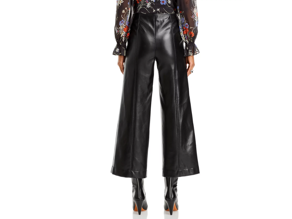 Cinq à Sept Azure Faux Leather Cropped Pants MSRP $295