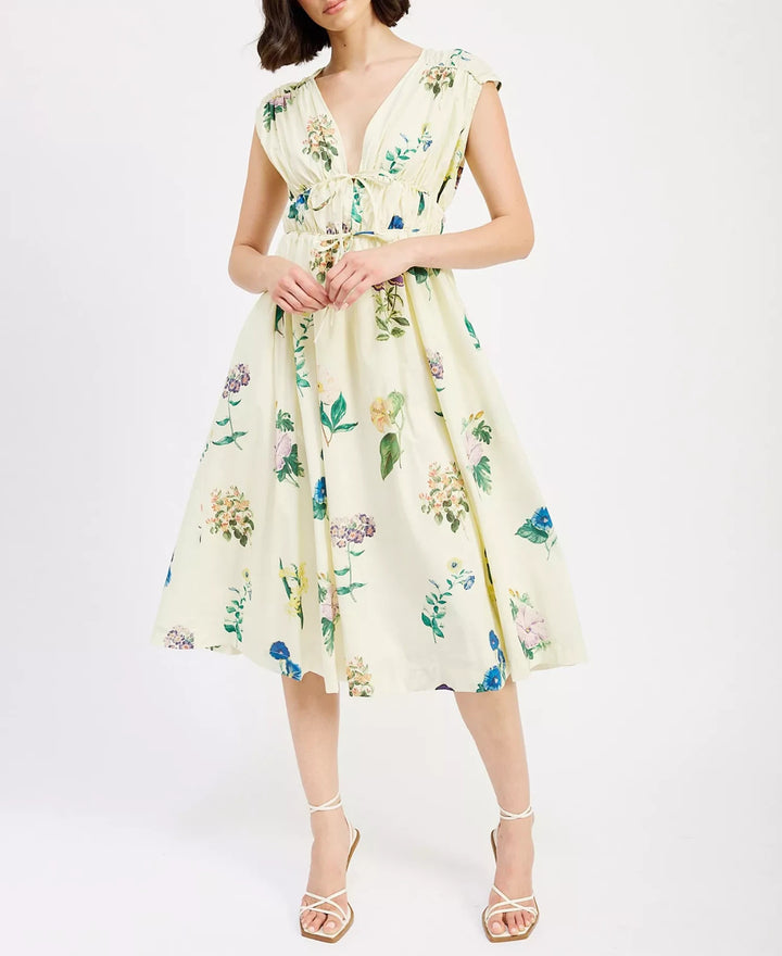 En Saison Ashley Printed Cotton Midi Dress MSRP $156
