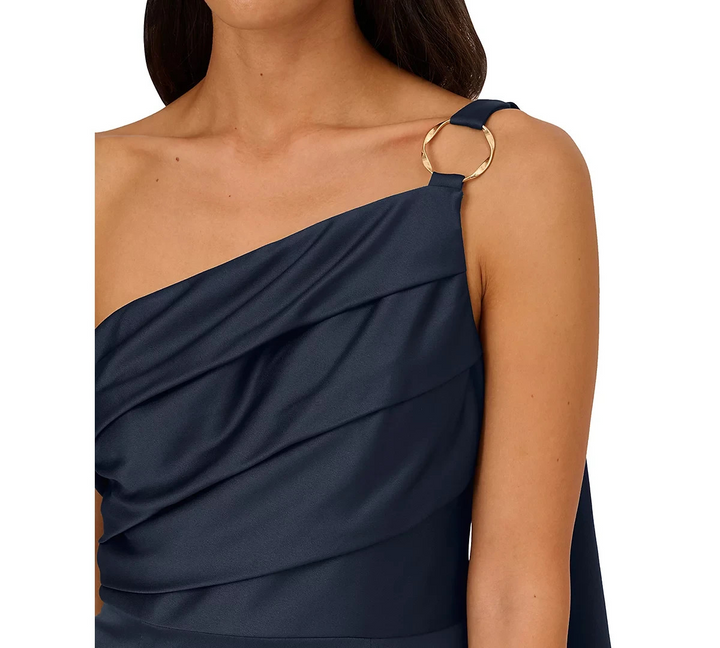 Adrianna Papell Satin Crepe One-Shoulder Gown MSRP $199