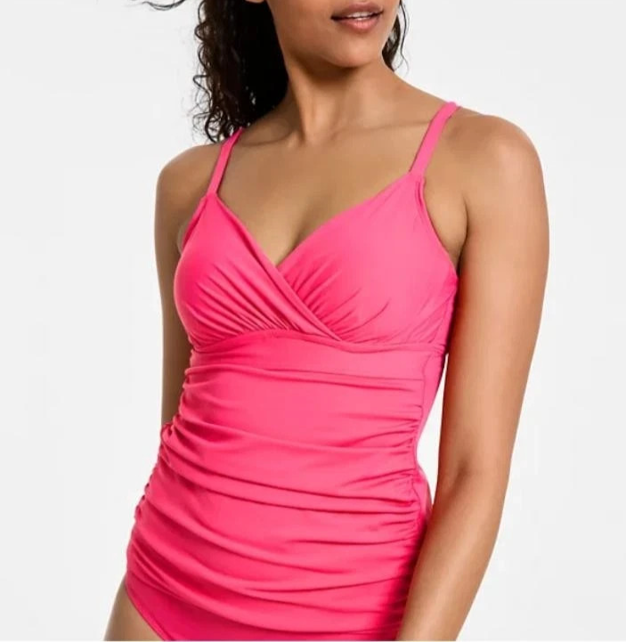 Anne Cole Surplice Underwire Tankini Top MSRP $74