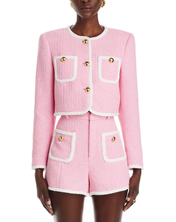 Cinq à Sept Auden Tweed Contrast Trim Shorts MSRP $295