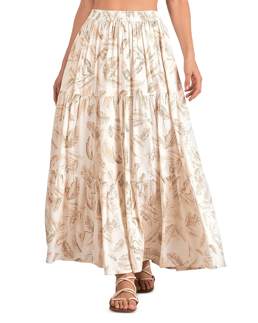 Elan Printed Tiered Maxi Skirt MSRP $98
