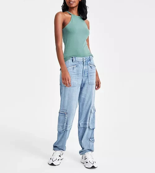 Lucky Brand Women's High-Rise Denim Cargo Jeans MSRP $119