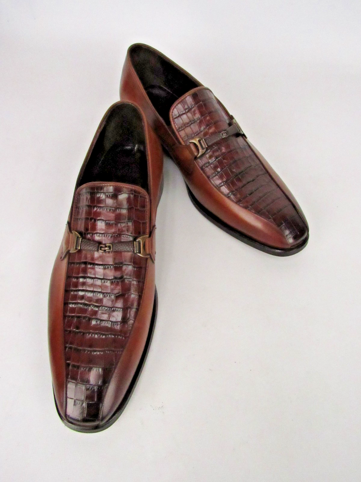 Classic Men’s Croc Embossed Calf Leather Loafers – Handcrafted Size EU 41