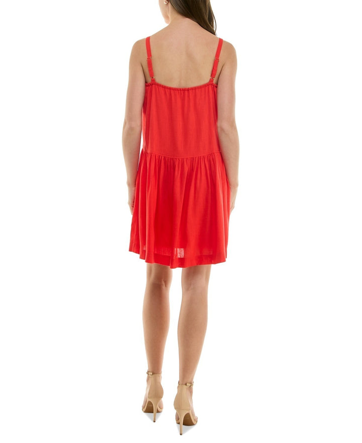 Taylor Petite Pintuck Square-Neck Mini Dress MSRP $128