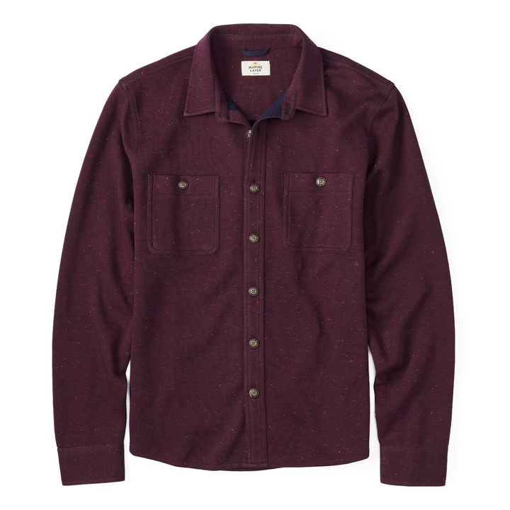 Marine Layer Pacifica Regular Fit Twill Shirt burgundy MSRP $138