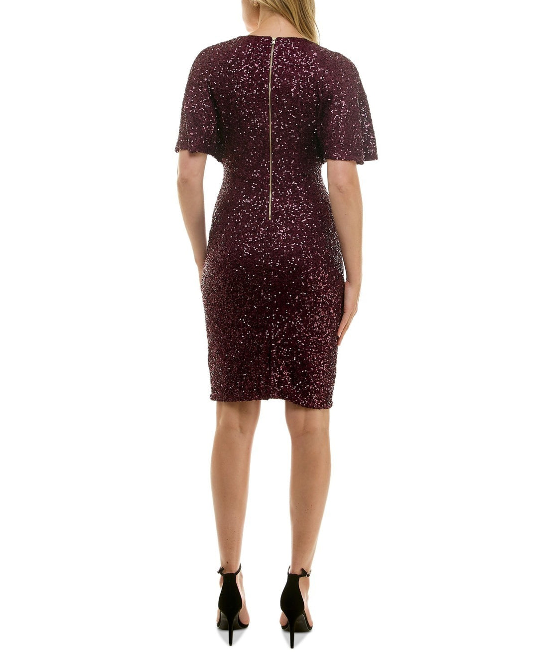 Taylor Women's Short-Sleeve Sequined Shift Dress MSRP $158