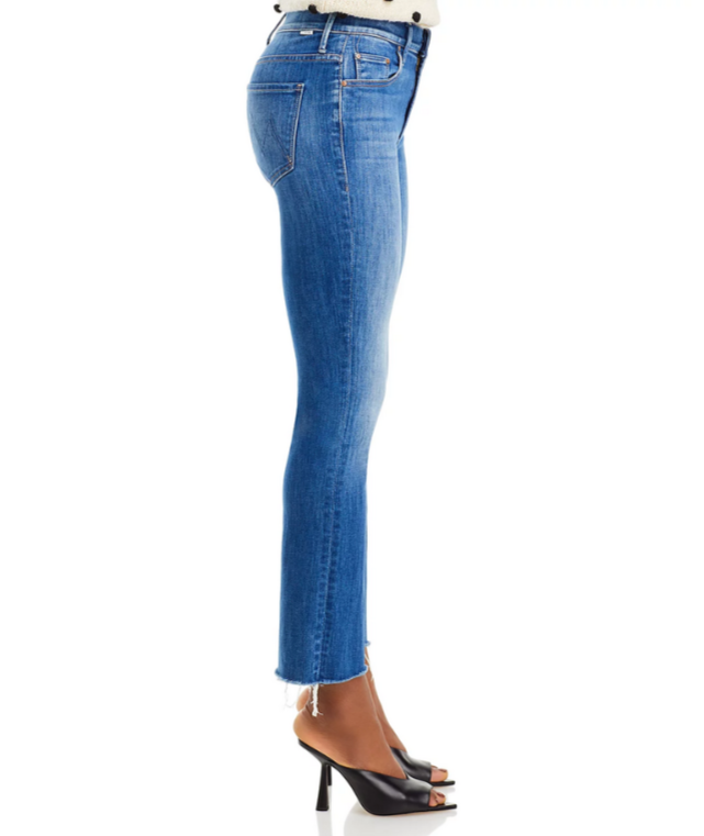 MOTHER The Insider Flood Fray High Rise Ankle Straight Jeans MSRP $248