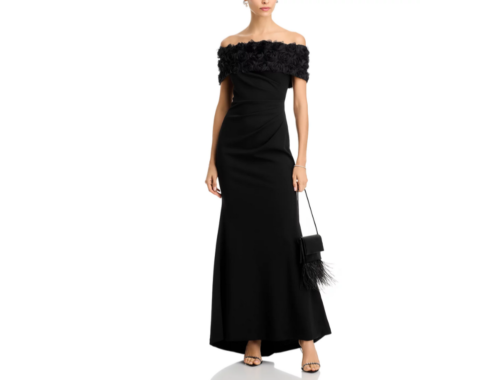 Eliza J Off-the-Shoulder Side Tuck Gown MSRP $208