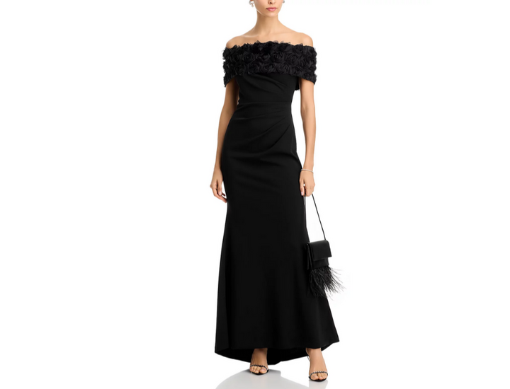 Eliza J Off-the-Shoulder Side Tuck Gown MSRP $208