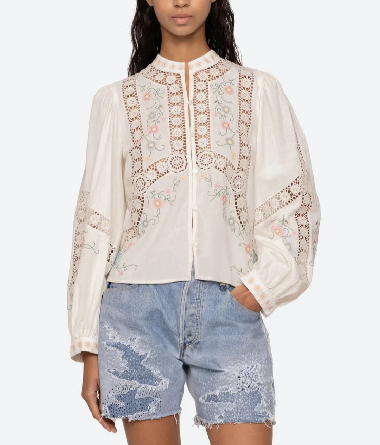 Sea Vesna Embroidered Blouse MSRP $395