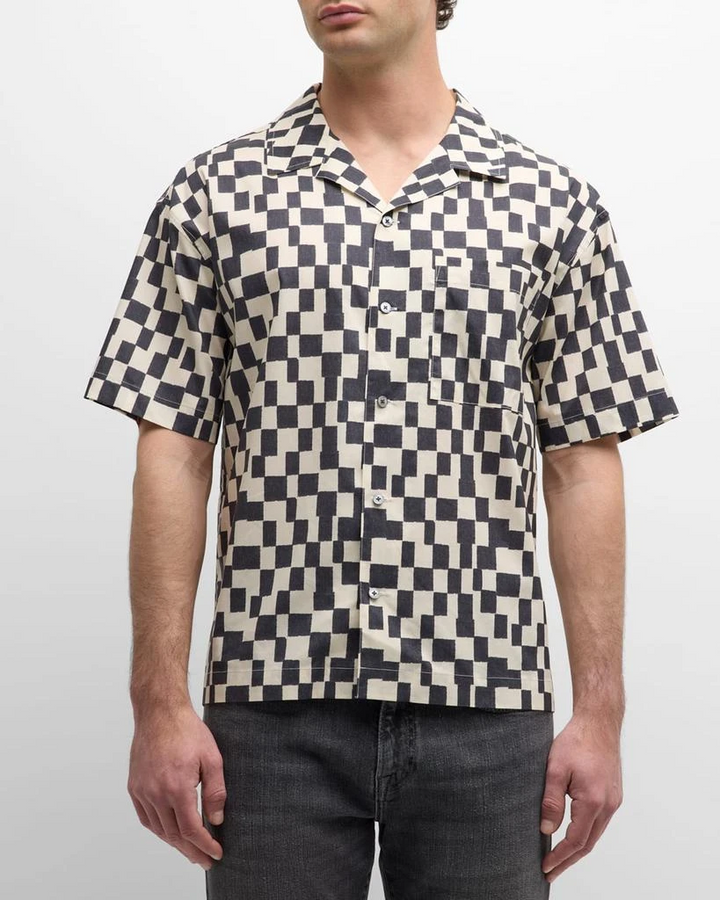 FRAME Men's Vintage-Print Camp Shirt MSRP $248