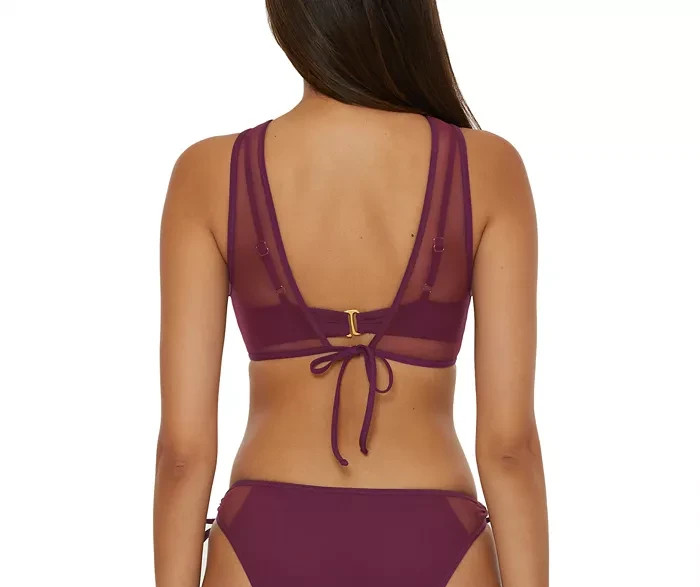 Becca Muse Mesh-Overlay Multi-Way Bralette Bikini Top MSRP $88