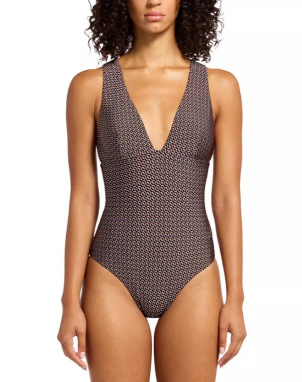 JETS Plunge Neck Shine Swimsuit MSRP $220