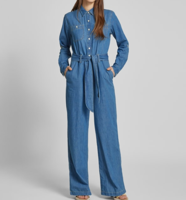 Lauren Ralph Lauren Denim Wide-Leg Jumpsuit MSRP $245