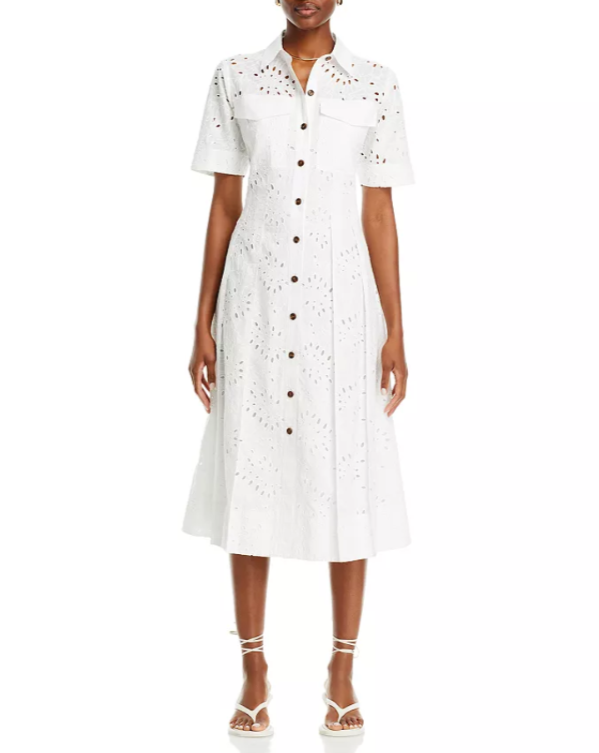 Derek Lam 10 Crosby Lincoln Short Sleeve Eyelet Dress MSRP $595