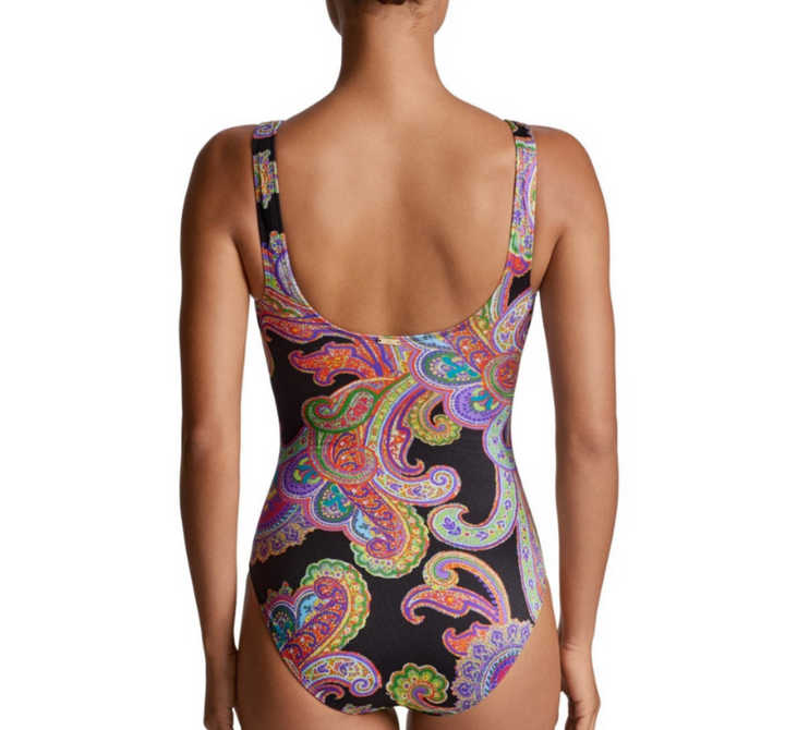 Lauren Ralph Lauren Paisley-Print Ruched One-Piece Swimsuit MSRP $155