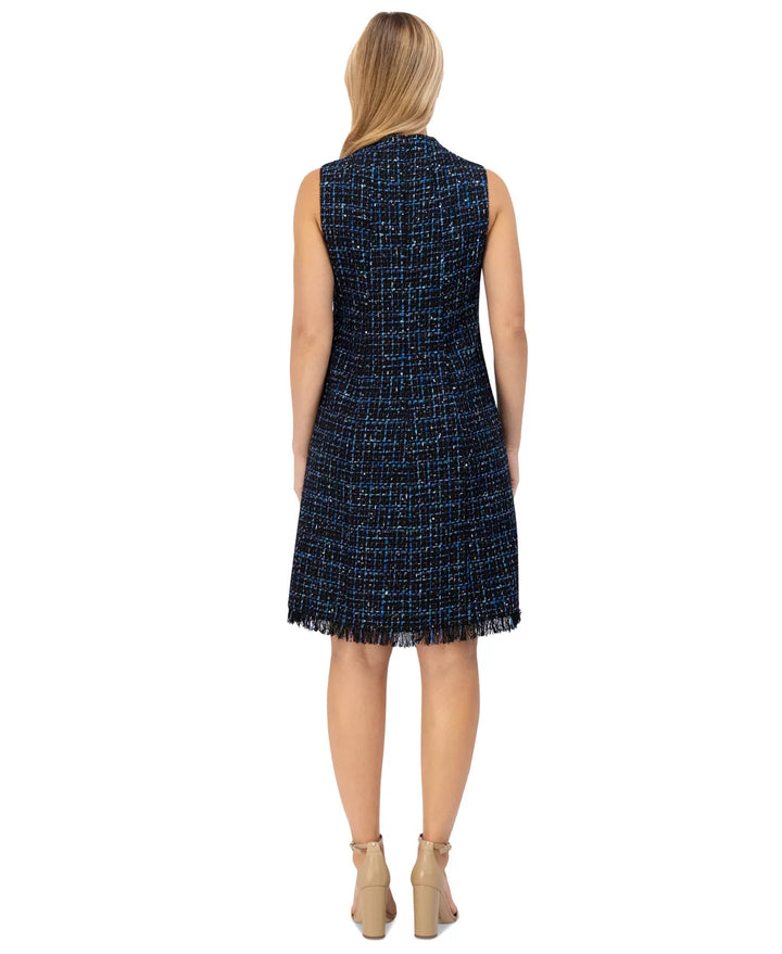 Eliza J Women's Bouclé Faux-Pocket Fringe A-Line Dress MSRP $178