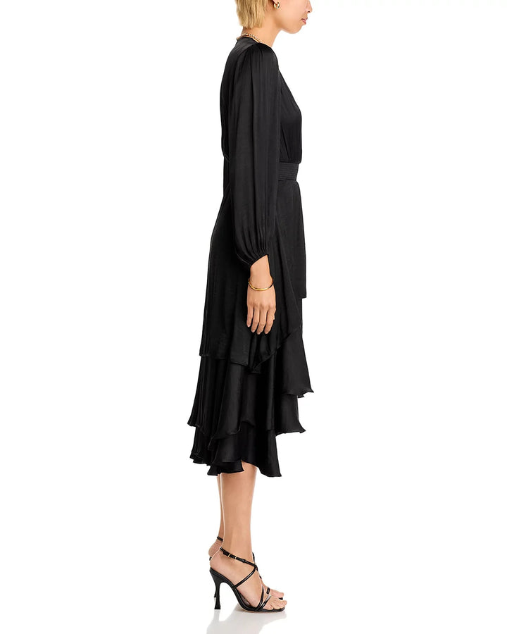STEVE MADDEN Bei Surplice Neck Asymmetric Midi Dress MSRP $139