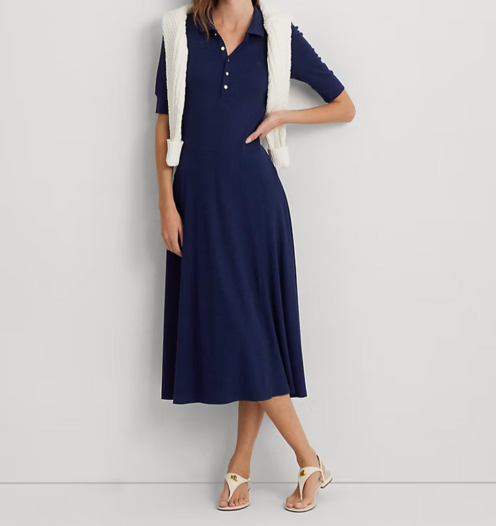 LAUREN Ralph Lauren Cotton-Blend Polo Dress MSRP $145 Size M