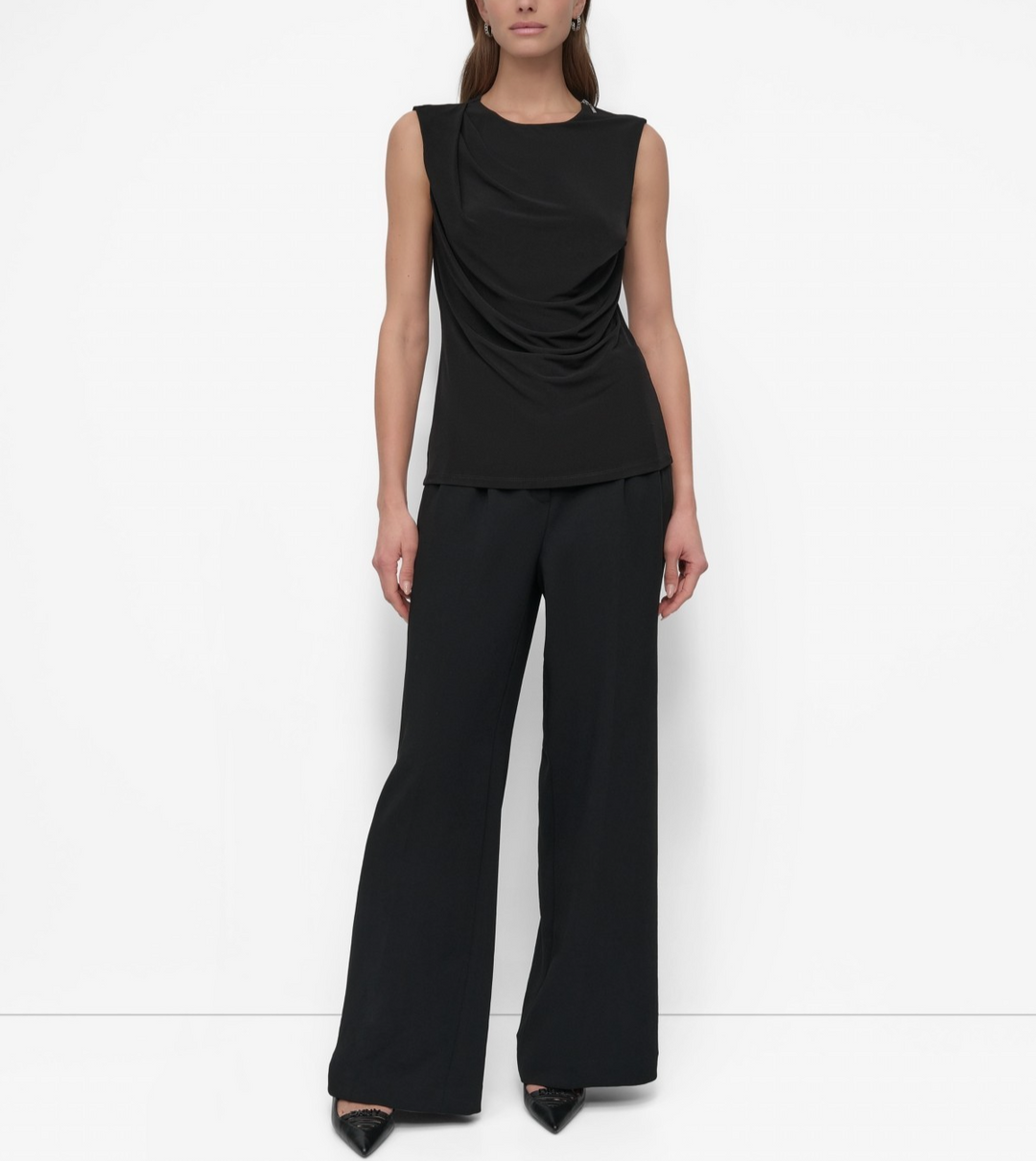 DKNY Women's Zip-Shoulder Sleeveless Knit Top MSRP $49