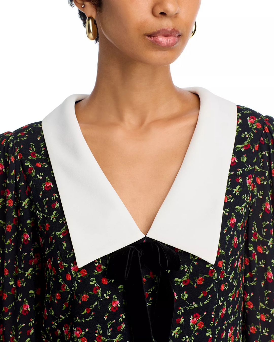 FRENCH CONNECTION Yasmin Collared Crepe Top MSRP $118