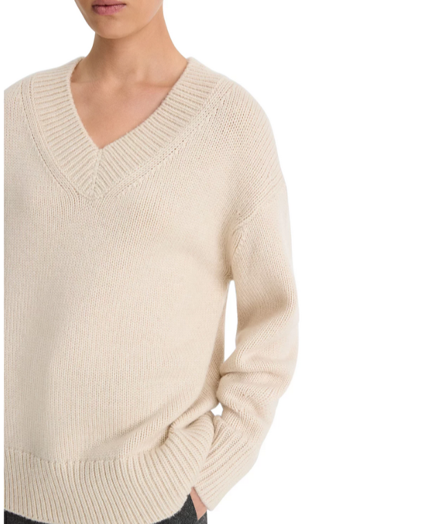 Vince Drop Shoulder V-Neck Sweater MSRP $495