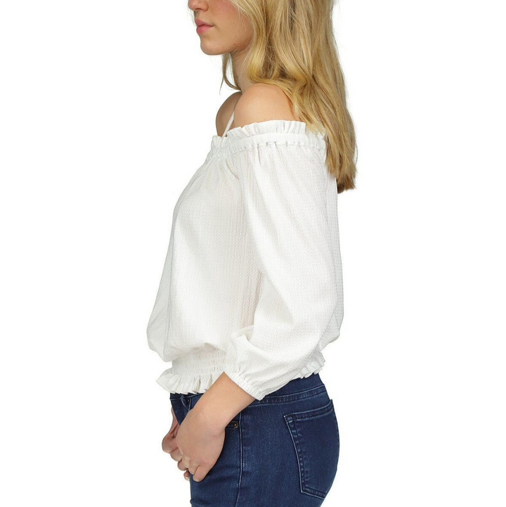 MICHAEL Michael Kors Smocked Off-The-Shoulder Top MSRP $88