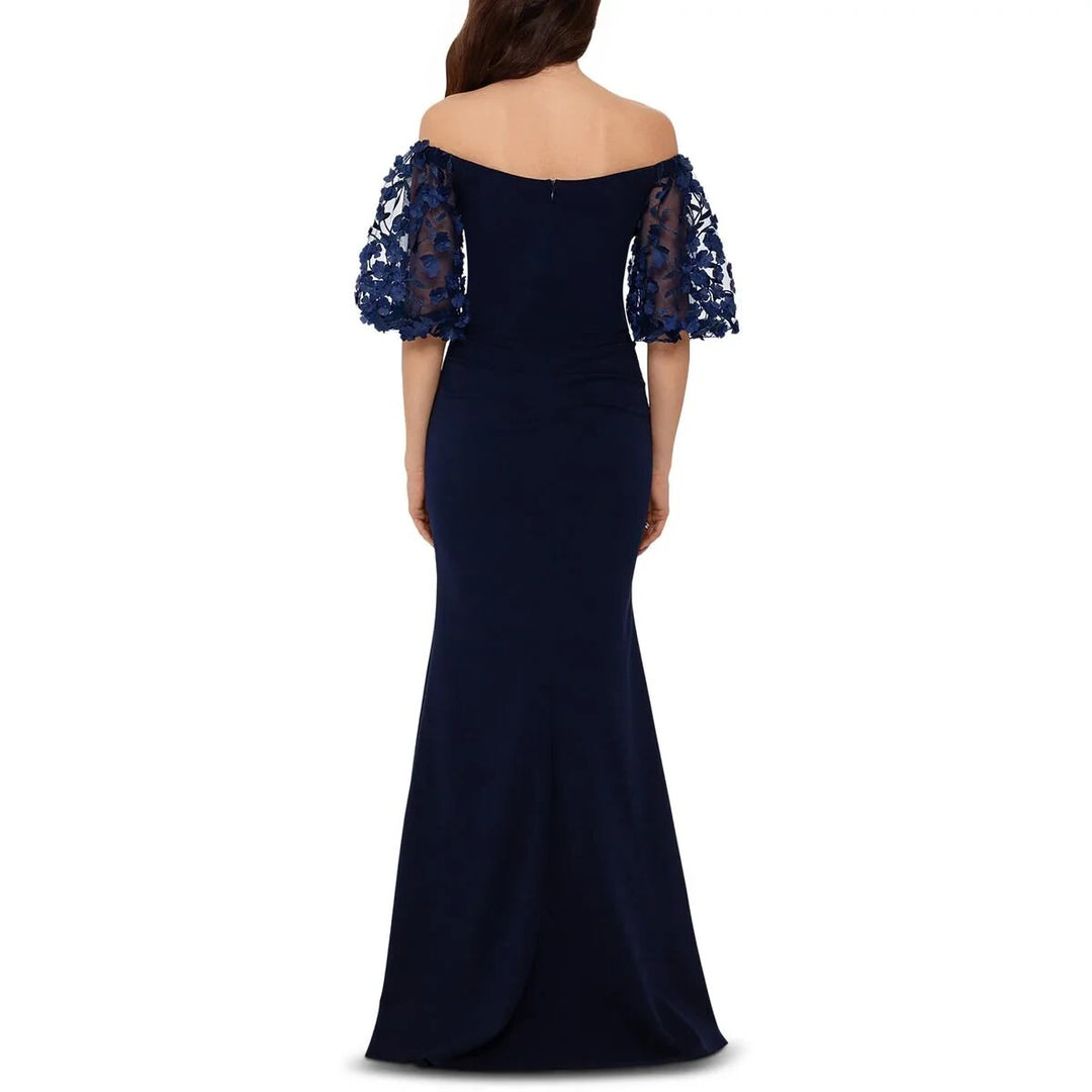 XSCAPE Petite Off-The-Shoulder Balloon-Sleeve Mermaid Gown MSRP $259
