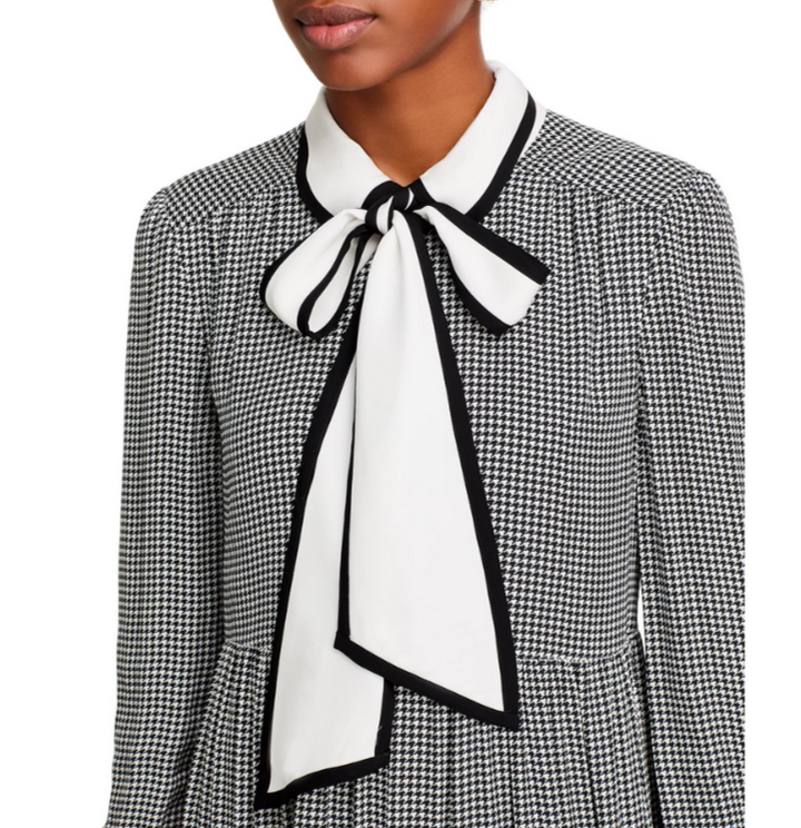 Alice and Olivia Carol Tie Neck Mini Dress MSRP $550