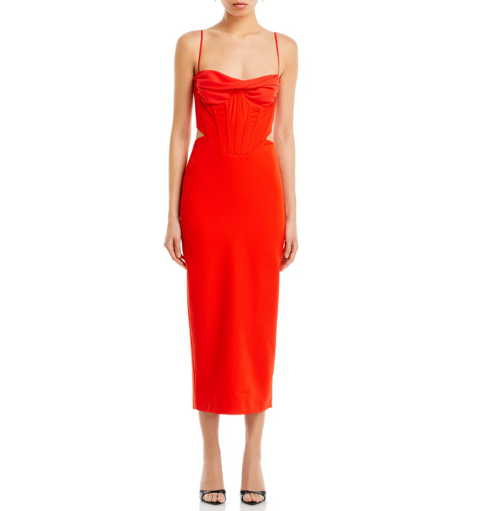 Bardot Martini Cutout Corset Midi Dress MSRP $139