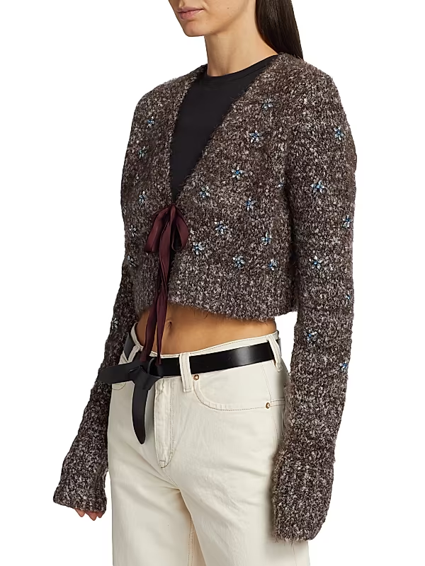 Free People Twinkle Crystal-Embellished Cardigan MSRP $198