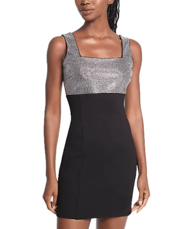 MICHAEL Michael Kors Square-Neck Embellished Sleeveless Mini Dress MSRP $225