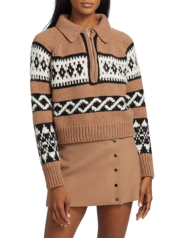 A.L.C. Carter Fair Isle Quarter-Zip Sweater MSRP $219