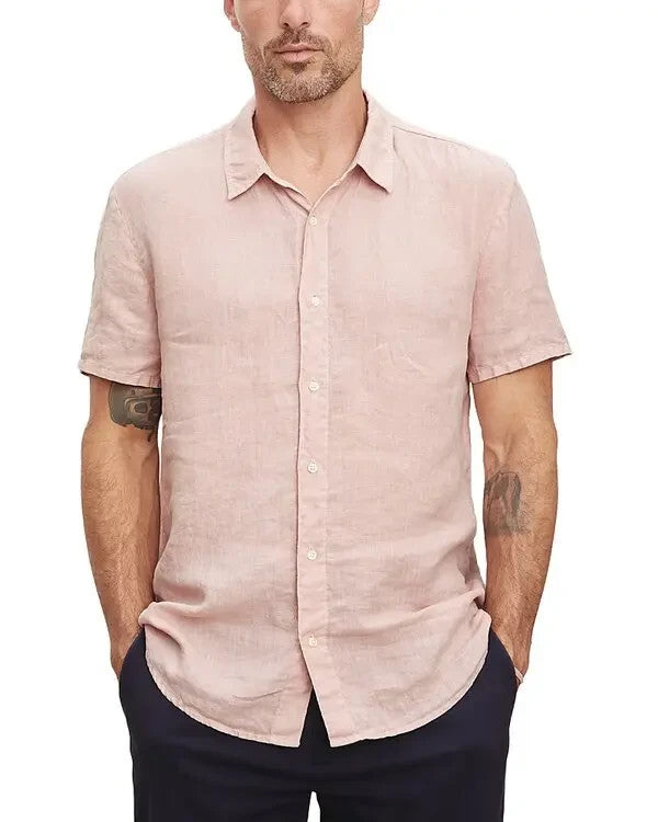 Velvet by Graham & Spenser Mackie Short Sleeve Regular Fit Linen Shirt MSRP $182