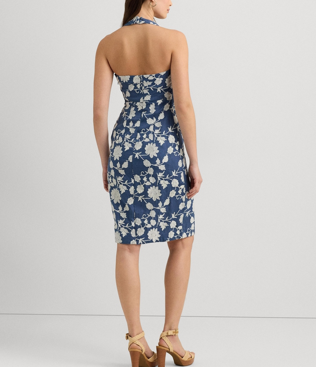 Ralph Lauren Embroidered Halter Sheath Dress MSRP $295