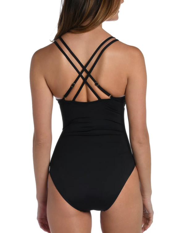 La Blanca Island Goddess Lace-Up One-Piece Swimsuit MSRP $120