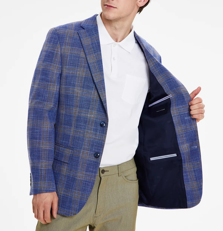 Tommy Hilfiger Men's Slim Fit Plaid Blazer MSRP $295
