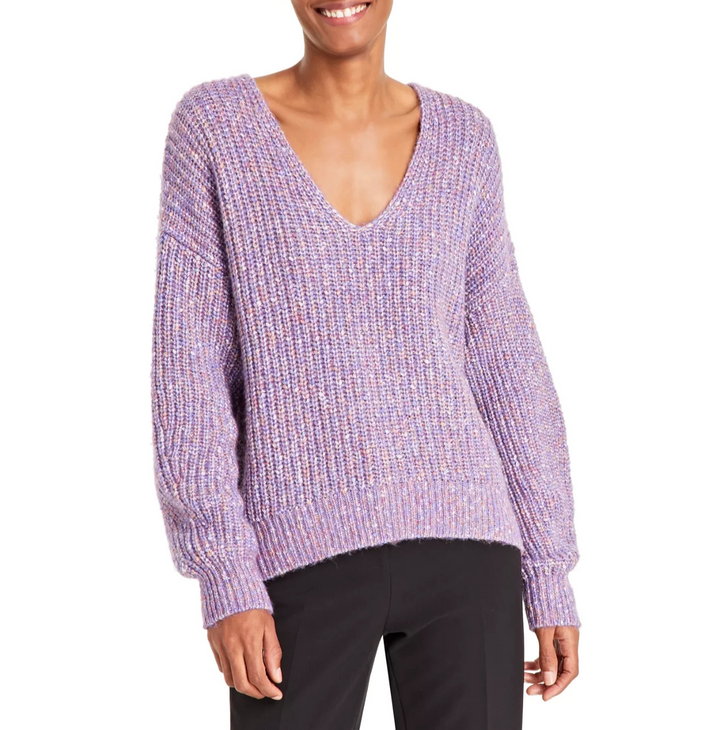 BOSS Orange Women's Facacia V-Neck Dropped-Shoulder Sweater  MSRP $178